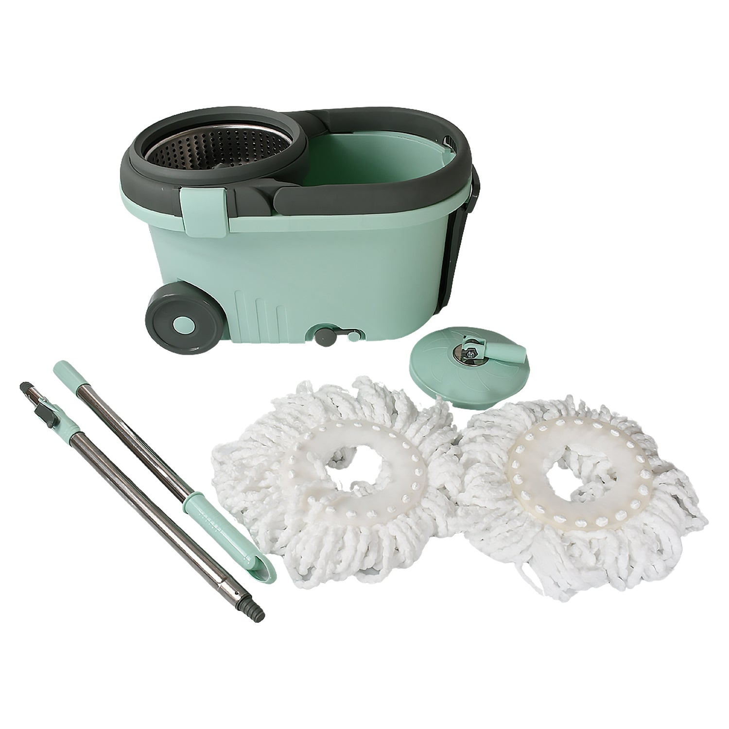 8084 Ganesh Quick Spin Mop Steel Spin, Bucket Floor Cleaning, Easy Wheels & Big Bucket, Floor Cleaning Mop With Bucket, 2 Micro fiber head / Refill 8084 Ganesh Quick Spin Mop Steel Spin, Bucket Floor Cleaning, Easy Wheels & Big Bucket, Floor Cleaning Mop With Bucket, 2 Micro fiber head / Refill